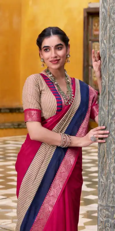 Pink Poly Cotton Printed Zari Saree | Sarees, Bollywood Sarees, Creative Sarees, Designer Sarees, Embroidered Sarees, Ethnic Saree, Modern Digital sarees, Party Wear Sarees