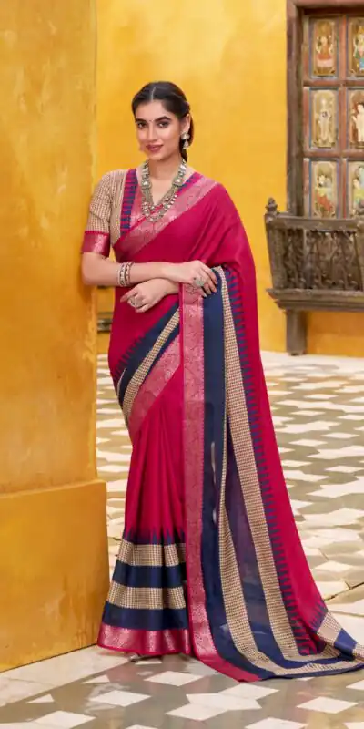 Pink Poly Cotton Printed Zari Saree | Sarees, Bollywood Sarees, Creative Sarees, Designer Sarees, Embroidered Sarees, Ethnic Saree, Modern Digital sarees, Party Wear Sarees