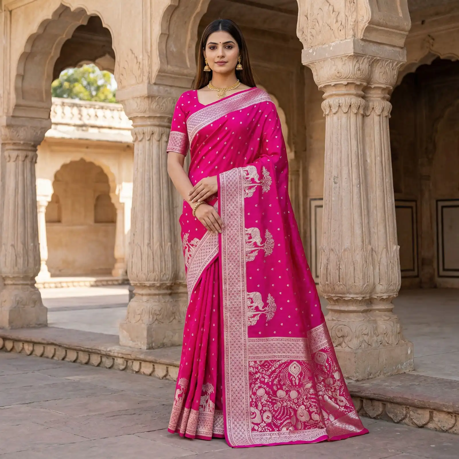 Pink Pure Banarasi Silk Zari Lace Work Saree | Sarees, Bollywood Sarees, Creative Sarees, Designer Sarees, Embroidered Sarees, Ethnic Saree, Modern Digital sarees, Party Wear Sarees