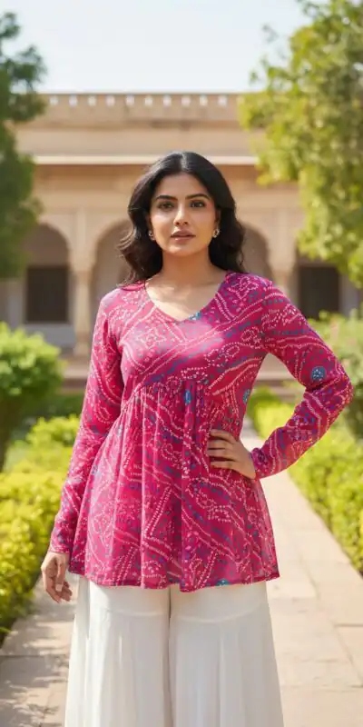 Pink Pure Georgette With Printed Kurti | Kurti, Bollywood Kurti, Creative Kurtis, Designer Kurti, Party Wear Kurti, Selfie Kurti