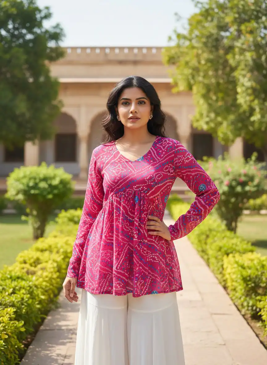 Pink Pure Georgette With Printed Kurti | Kurti, Bollywood Kurti, Creative Kurtis, Designer Kurti, Party Wear Kurti, Selfie Kurti