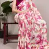 Pink Satin Silk Lace Work Saree | Sarees, Bollywood Sarees, Creative Sarees, Designer Sarees, Embroidered Sarees, Ethnic Saree, Modern Digital sarees, Party Wear Sarees