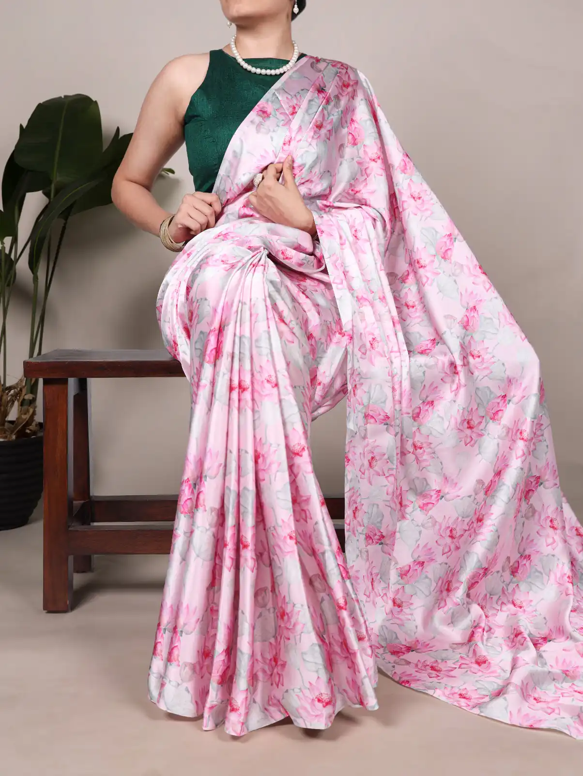 Pink Satin Silk Printed Saree | Sarees, Bollywood Sarees, Creative Sarees, Designer Sarees, Embroidered Sarees, Ethnic Saree, Modern Digital sarees, Party Wear Sarees