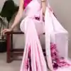 Pink Satin Silk With Floral Printed Saree | Sarees, Bollywood Sarees, Creative Sarees, Designer Sarees, Embroidered Sarees, Ethnic Saree, Modern Digital sarees, Party Wear Sarees