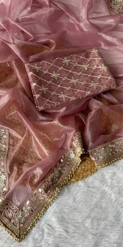 Pink Silver Tissue Silk Zari Mirror Work Saree | Sarees, Bollywood Sarees, Creative Sarees, Designer Sarees, Embroidered Sarees, Ethnic Saree, Modern Digital sarees, Party Wear Sarees