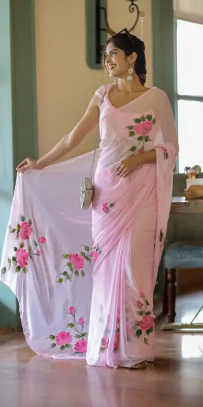 Pink Soft Georgette Silk All Over Saree | Sarees, Bollywood Sarees, Creative Sarees, Designer Sarees, Embroidered Sarees, Ethnic Saree, Modern Digital sarees, Party Wear Sarees