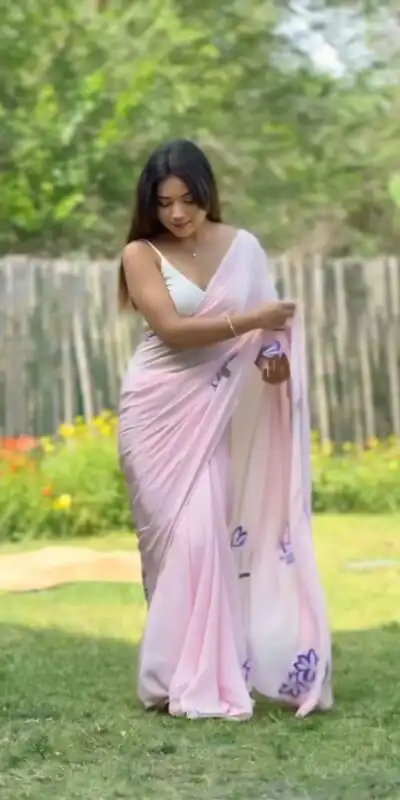 Pink Soft Georgette Silk Pari Work Saree | Sarees, Bollywood Sarees, Creative Sarees, Designer Sarees, Embroidered Sarees, Ethnic Saree, Modern Digital sarees, Party Wear Sarees