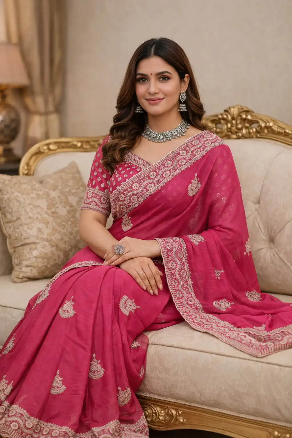 Pink Soft Gold Crush Embroidery Work Saree | Sarees, Bollywood Sarees, Creative Sarees, Designer Sarees, Embroidered Sarees, Ethnic Saree, Modern Digital sarees, Party Wear Sarees