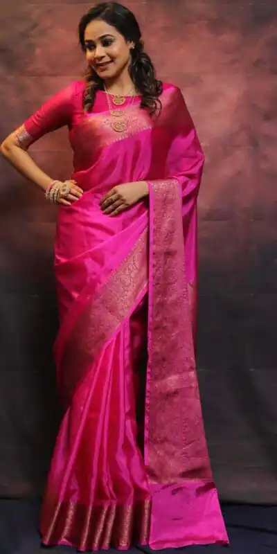 Pink Soft Lichi Silk Lace Border Saree | Sarees, Bollywood Sarees, Creative Sarees, Designer Sarees, Embroidered Sarees, Ethnic Saree, Modern Digital sarees, Party Wear Sarees