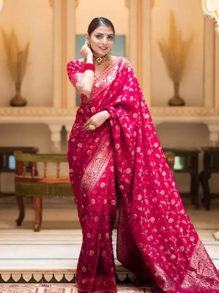 Pink Soft Lichi Silk With Jacquard Work Saree | Sarees, Bollywood Sarees, Creative Sarees, Designer Sarees, Embroidered Sarees, Ethnic Saree, Modern Digital sarees, Party Wear Sarees