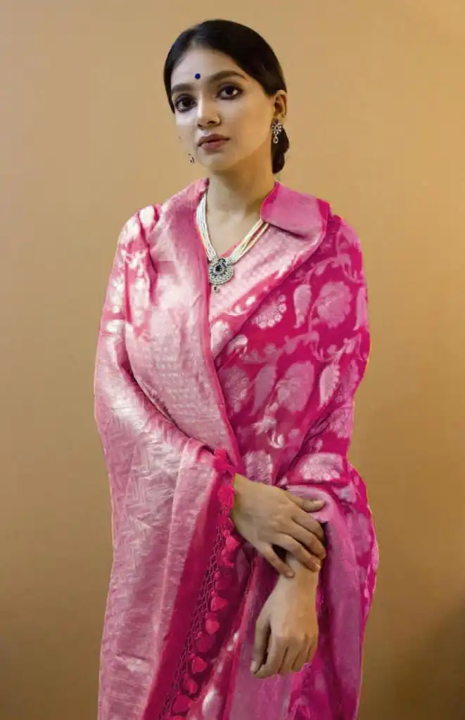 Pink Soft Lichi Silk Zahlar Saree | Sarees, Bollywood Sarees, Creative Sarees, Designer Sarees, Embroidered Sarees, Ethnic Saree, Modern Digital sarees, Party Wear Sarees