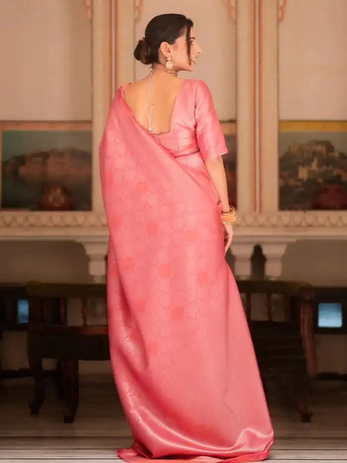 Pink Soft Lichi With Jacquard Work Silk Saree | Sarees, Bollywood Sarees, Creative Sarees, Designer Sarees, Embroidered Sarees, Ethnic Saree, Modern Digital sarees, Party Wear Sarees