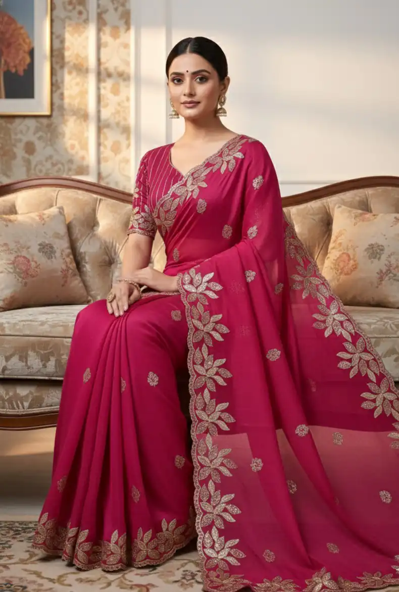 Pink Soft Organza Silk With Sequins Work Saree | Sarees, Bollywood Sarees, Creative Sarees, Designer Sarees, Embroidered Sarees, Ethnic Saree, Modern Digital sarees, Party Wear Sarees