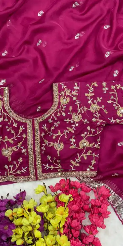 Pink Soft Organza Zari Embroidery Work Saree | Sarees, Bollywood Sarees, Creative Sarees, Designer Sarees, Embroidered Sarees, Ethnic Saree, Modern Digital sarees, Party Wear Sarees