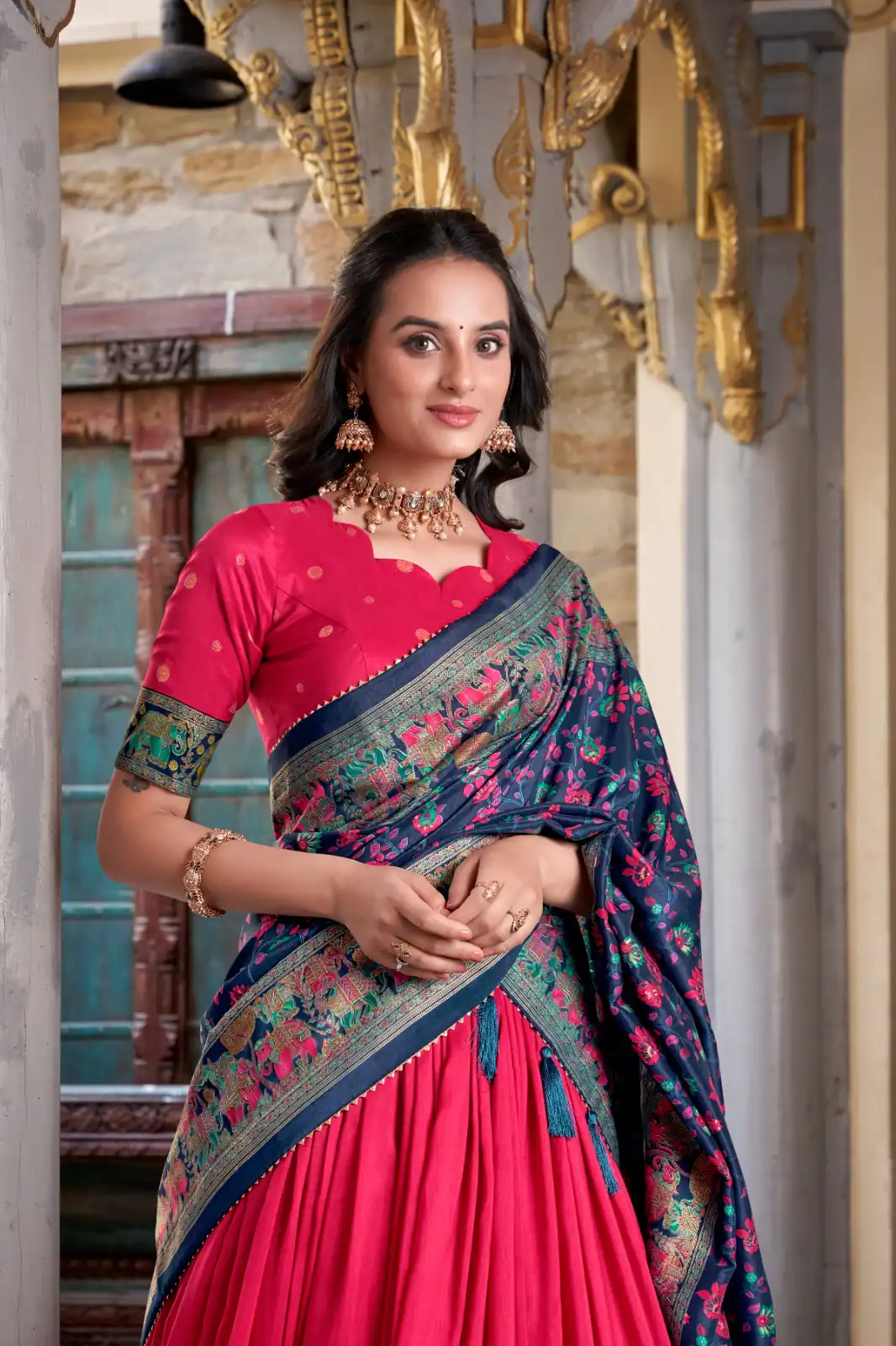 Pink Tasar Silk With Gotta Patti Lehenga Choli | Lehenga, Bollywood Lehenga, Creative Lehenga, Designer Lehenga, Embroidered Lehenga, Party Wear Lehenga