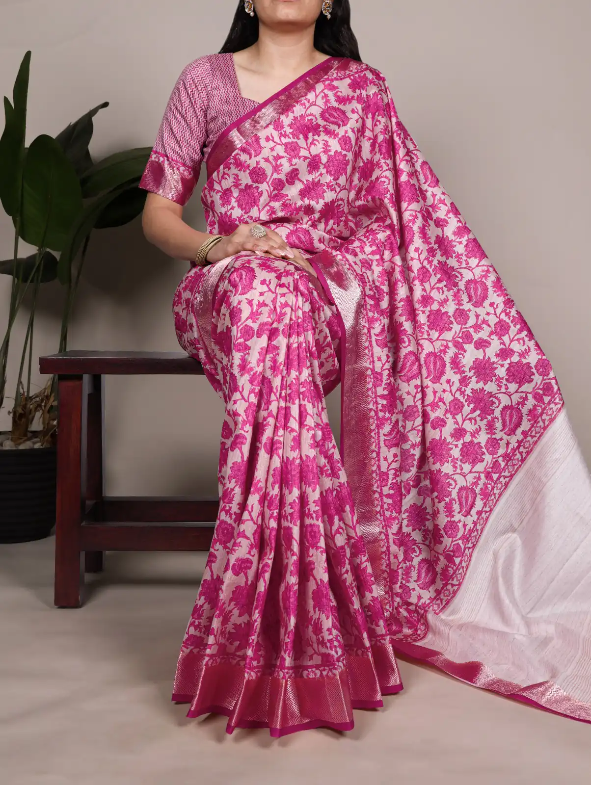 Pink Tasar Silk With Printed Viscose Border Saree | Sarees, Bollywood Sarees, Creative Sarees, Designer Sarees, Embroidered Sarees, Ethnic Saree, Modern Digital sarees, Party Wear Sarees