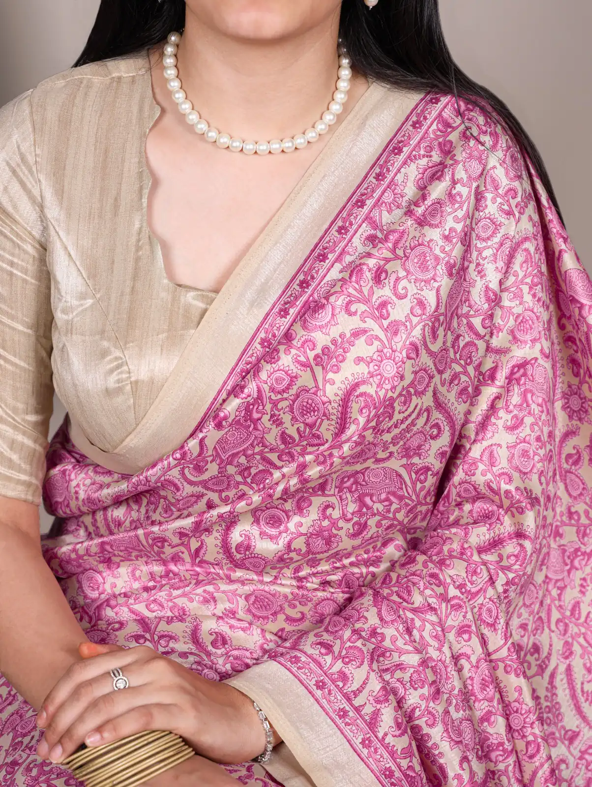 Pink Taser Silk With Printed Work Saree | Sarees, Bollywood Sarees, Creative Sarees, Designer Sarees, Embroidered Sarees, Ethnic Saree, Modern Digital sarees, Party Wear Sarees