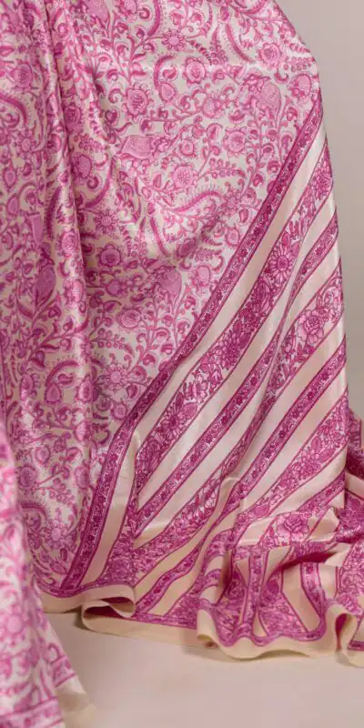 Pink Taser Silk With Printed Work Saree | Sarees, Bollywood Sarees, Creative Sarees, Designer Sarees, Embroidered Sarees, Ethnic Saree, Modern Digital sarees, Party Wear Sarees