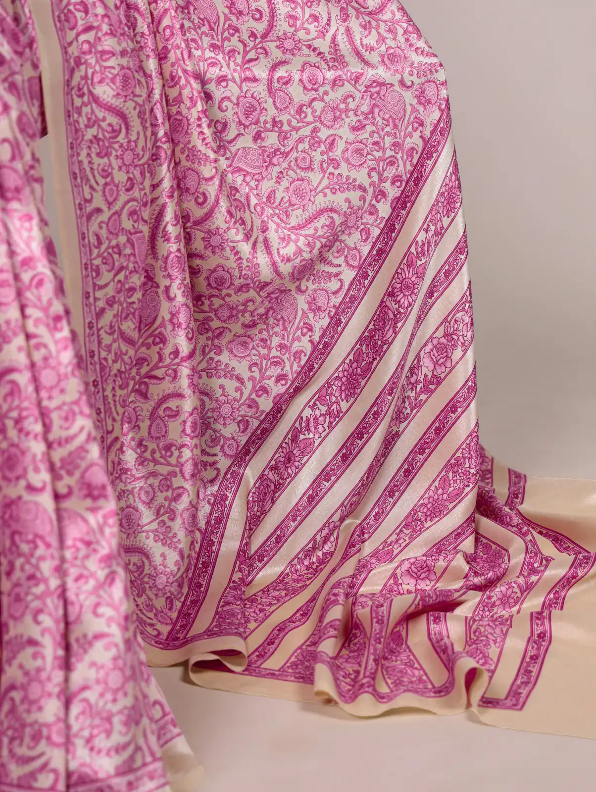 Pink Taser Silk With Printed Work Saree | Sarees, Bollywood Sarees, Creative Sarees, Designer Sarees, Embroidered Sarees, Ethnic Saree, Modern Digital sarees, Party Wear Sarees