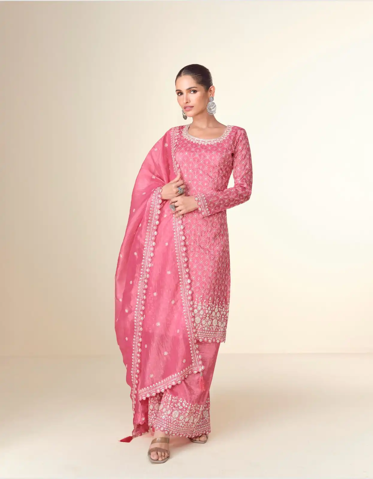 Pink Tissue Crush Embroidery Work Salwar Suit | Jump Suits, Salwar suit, Casual Suits, Creative suits, Designer Suits, Palazzo Suits, Party Wear Suits, Patiala Suits, Straight Suits
