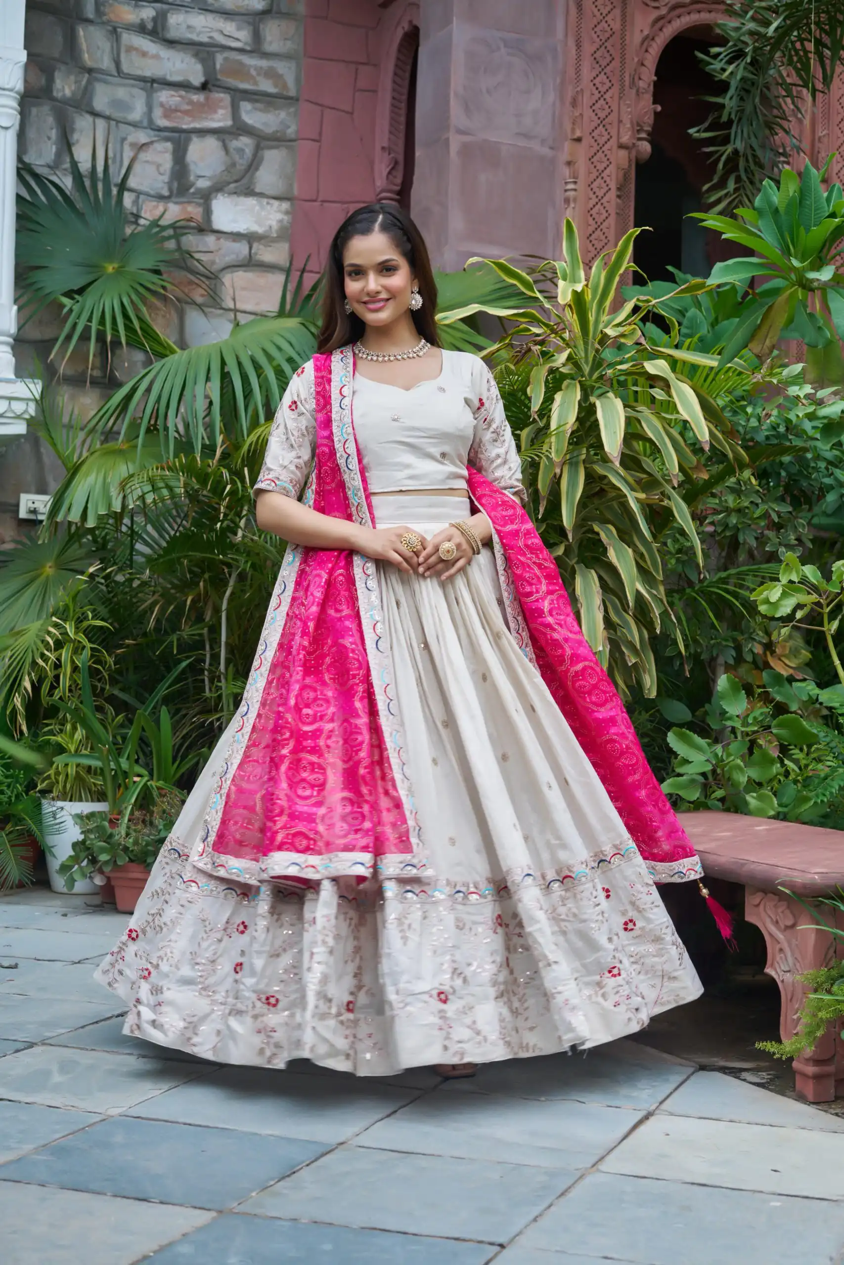 Pink Tissue Silk Embroidery Work Lehenga Choli | Lehenga, Bollywood Lehenga, Creative Lehenga, Designer Lehenga, Embroidered Lehenga, Party Wear Lehenga