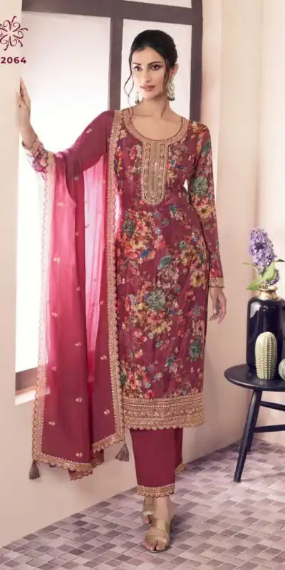 Pink Vichitra Digital Print Embroidery Work Salwar Suit | Jump Suits, Salwar suit, Casual Suits, Creative suits, Designer Suits, Palazzo Suits, Party Wear Suits, Patiala Suits, Straight Suits