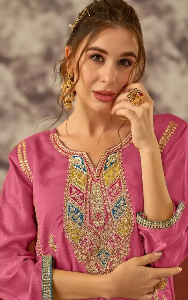 Pink Vichitra Embroidery Codding Sequence Salwar Suit | Salwar suit, Casual Suits, Creative suits, Designer Suits, Palazzo Suits, Party Wear Suits, Patiala Suits, Straight Suits