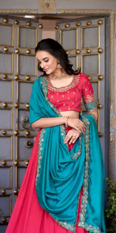 Pink Vichitra Silk Embroidery Zari Work Lehenga Choli | Lehenga, Bollywood Lehenga, Creative Lehenga, Designer Lehenga, Embroidered Lehenga, Party Wear Lehenga