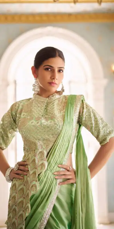 Pista Chinon Embroidery Work Lace Border Saree | Sarees, Bollywood Sarees, Creative Sarees, Designer Sarees, Embroidered Sarees, Ethnic Saree, Modern Digital sarees, Party Wear Sarees