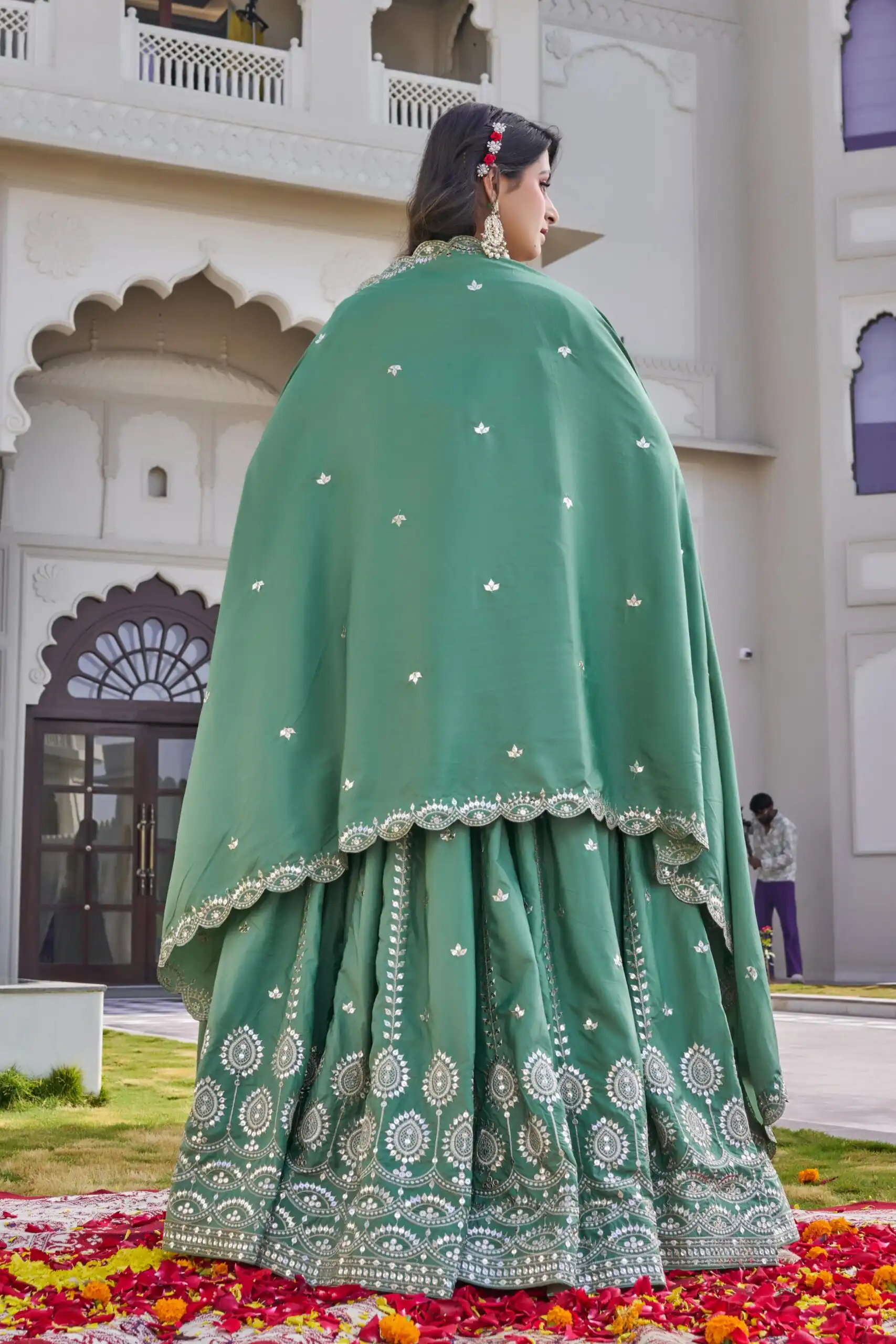 Pista Crap Silk Embroidery Work Lehenga Choli | Lehenga, Bollywood Lehenga, Creative Lehenga, Designer Lehenga, Embroidered Lehenga, Party Wear Lehenga