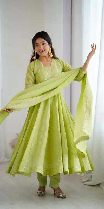 Pista Crunchy Silk Sequence Anarkali Gown | Gowns, Bollywood Gowns, Creative Gowns, Designer Gowns, Embroidered Gowns, Party Wear Gowns