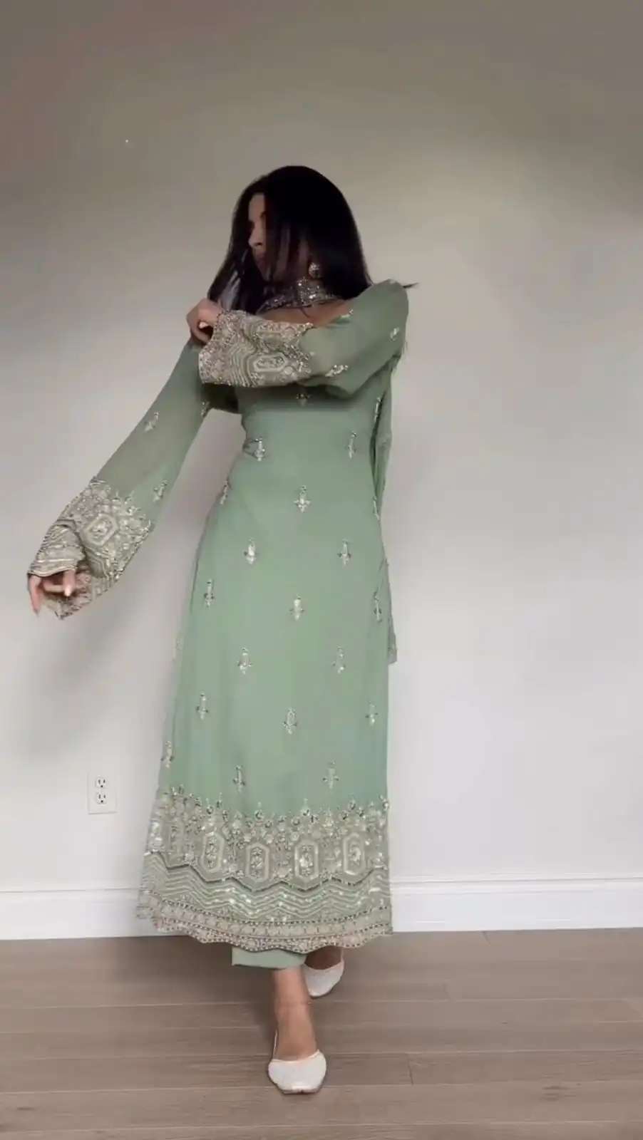 Pista Faux Georgette Thread Embroidery Work Salwar Suit | Jump Suits, Tops & Bottoms, Track Suits, Salwar suit, Casual Suits, Creative suits, Designer Suits, Palazzo Suits, Party Wear Suits, Patiala Suits, Straight Suits, Trendy Wear