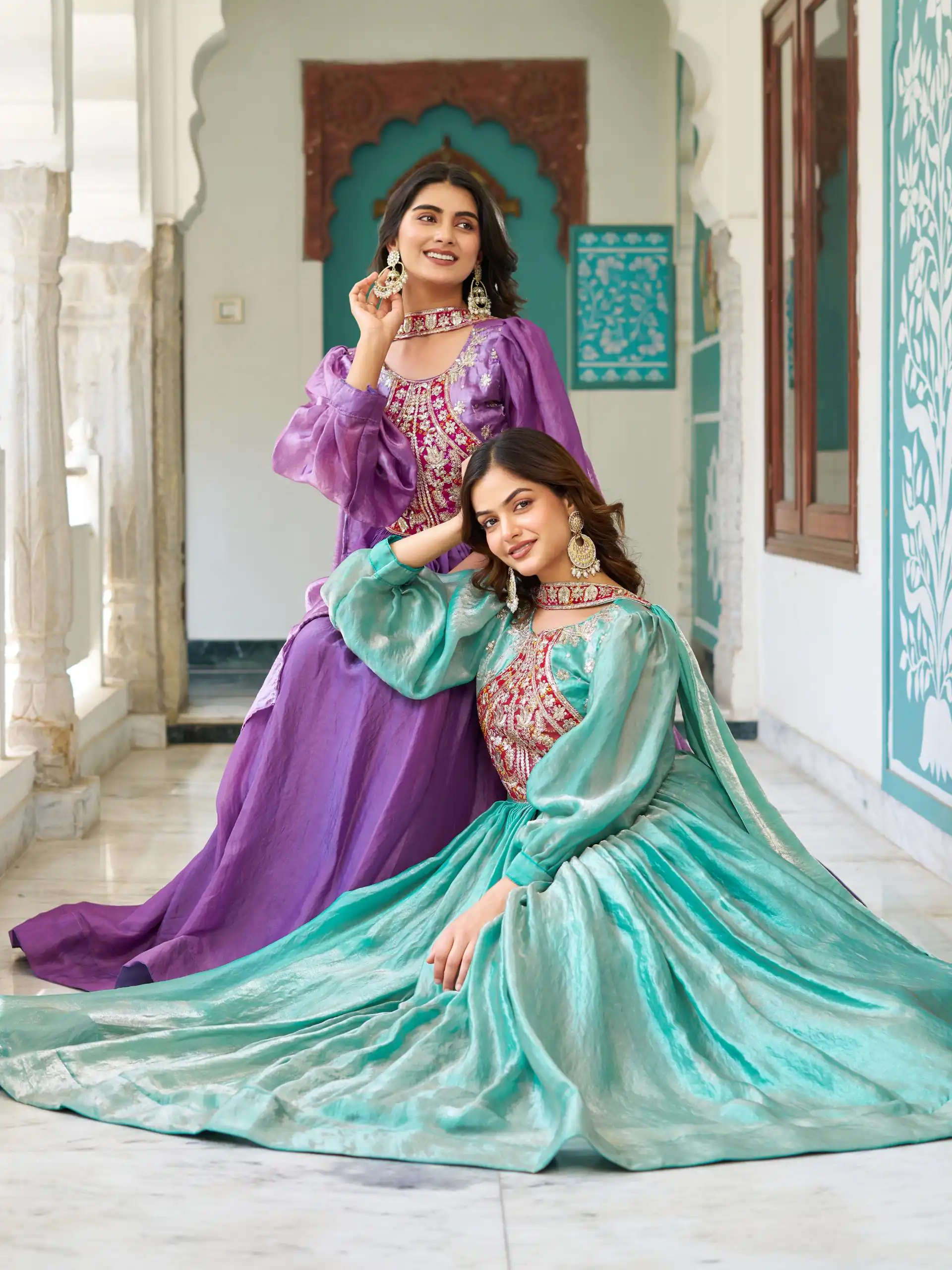 Pista Fendy Silk Embroidery Work Gown | Gowns, Bollywood Gowns, Creative Gowns, Designer Gowns, Embroidered Gowns, Party Wear Gowns
