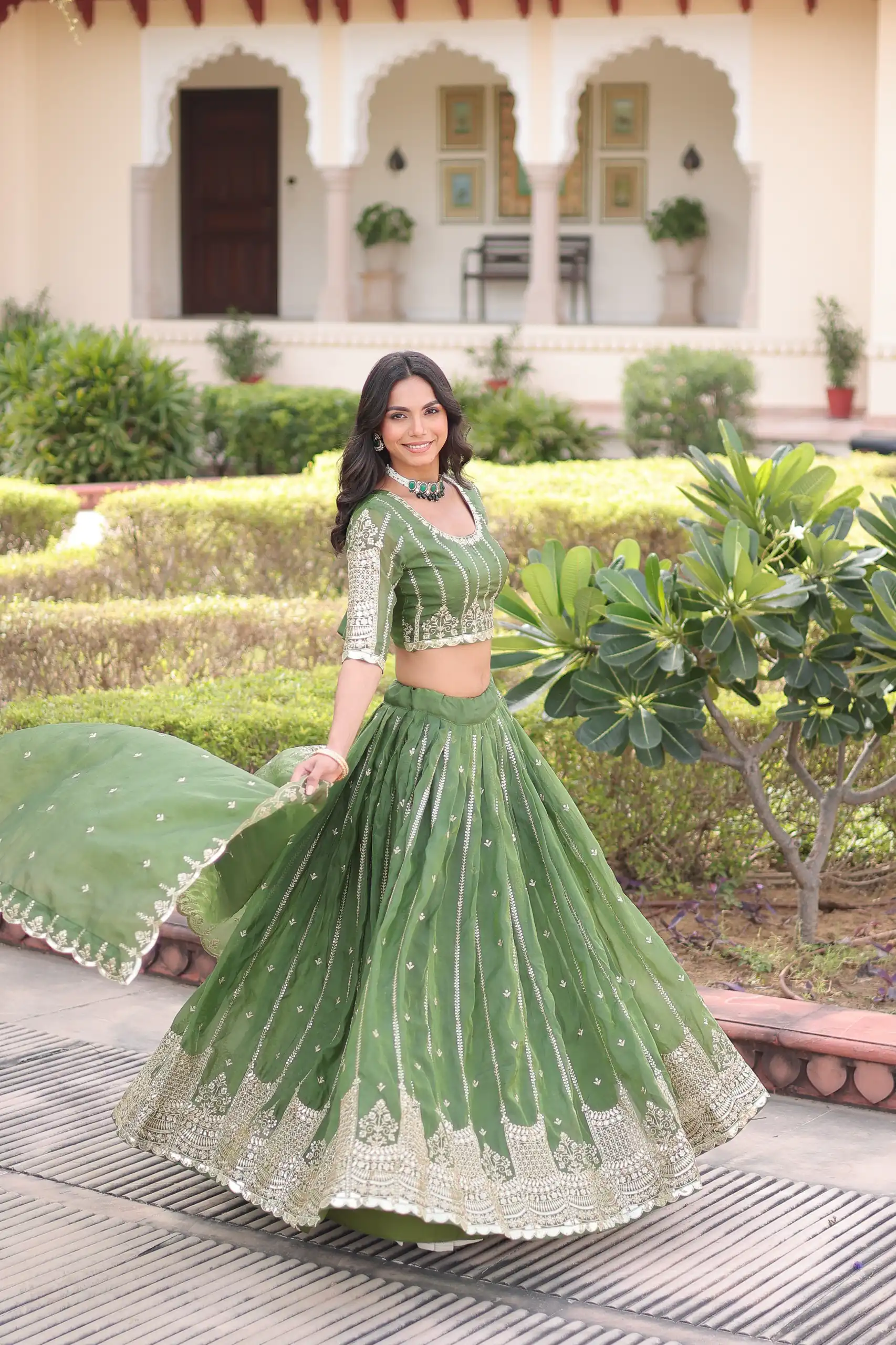 Pista Gold Crush Embroidery Zari Work Lehenga Choli | Lehenga, Bollywood Lehenga, Creative Lehenga, Designer Lehenga, Embroidered Lehenga, Party Wear Lehenga