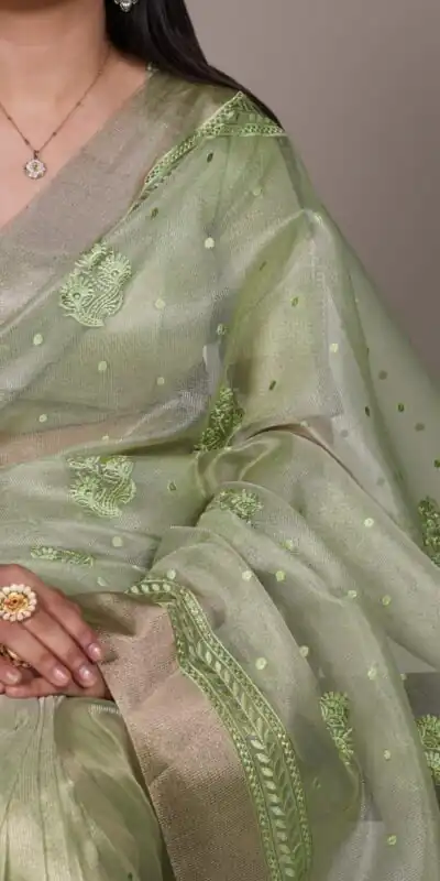 Pista Poly Shimmer Embroidery Work Saree | Sarees, Bollywood Sarees, Creative Sarees, Designer Sarees, Embroidered Sarees, Ethnic Saree, Modern Digital sarees, Party Wear Sarees
