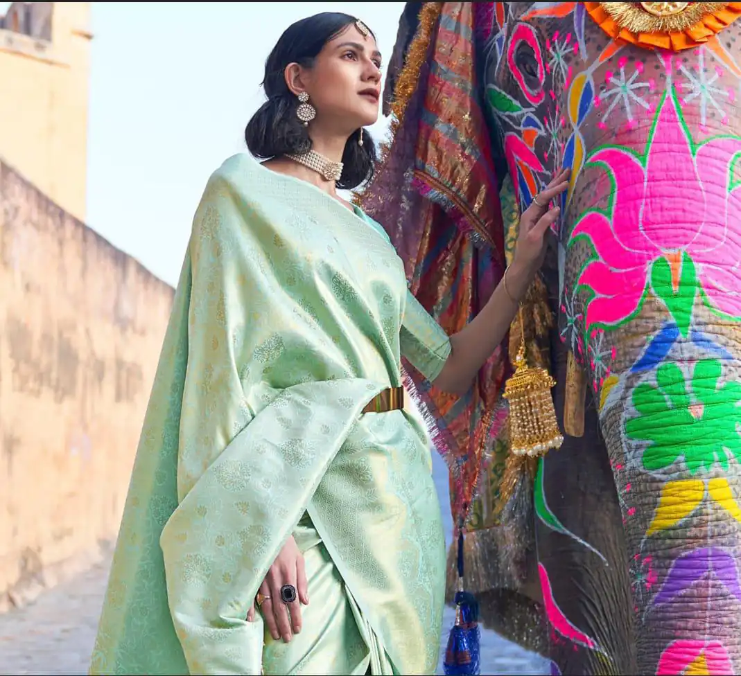 Pista Soft Lichi Silk Saree | Sarees, Bollywood Sarees, Creative Sarees, Designer Sarees, Embroidered Sarees, Ethnic Saree, Modern Digital sarees, Party Wear Sarees