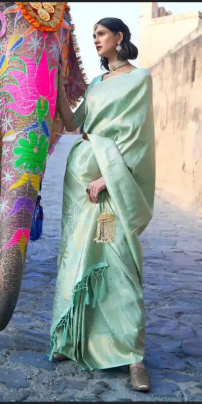 Pista Soft Lichi Silk Saree | Sarees, Bollywood Sarees, Creative Sarees, Designer Sarees, Embroidered Sarees, Ethnic Saree, Modern Digital sarees, Party Wear Sarees