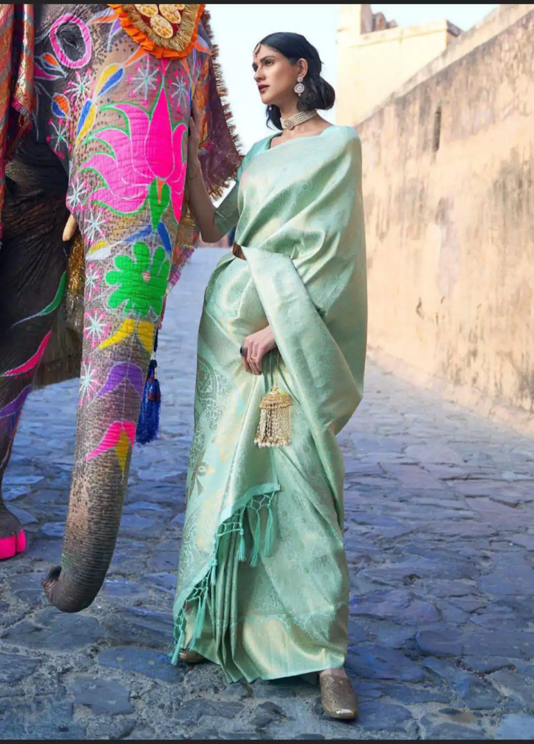 Pista Soft Lichi Silk Saree | Sarees, Bollywood Sarees, Creative Sarees, Designer Sarees, Embroidered Sarees, Ethnic Saree, Modern Digital sarees, Party Wear Sarees
