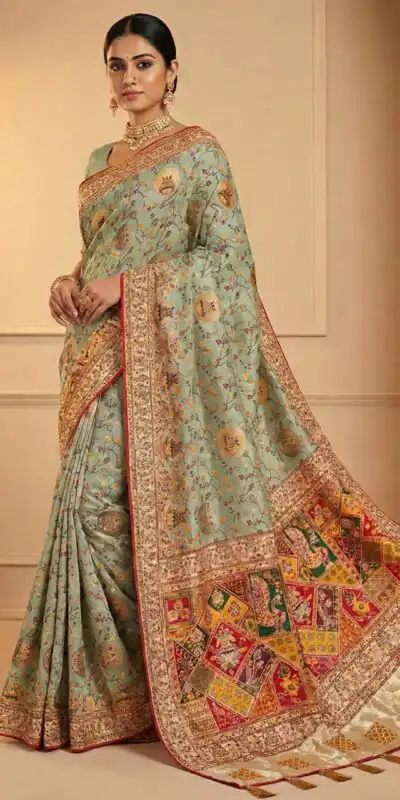 Pista Soft Pashmina Lace Zari Work Saree | Sarees, Bollywood Sarees, Creative Sarees, Designer Sarees, Embroidered Sarees, Ethnic Saree, Modern Digital sarees, Party Wear Sarees