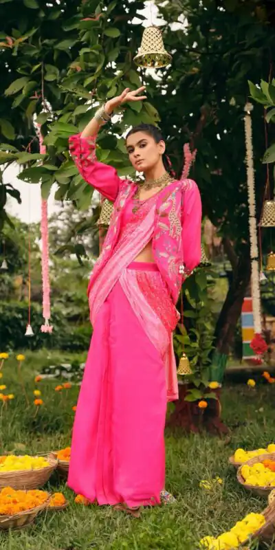 Pretty Pink Shimmer Embroidery Cowrie Work Saree | Sarees, Bollywood Sarees, Creative Sarees, Designer Sarees, Embroidered Sarees, Ethnic Saree, Modern Digital sarees, Party Wear Sarees