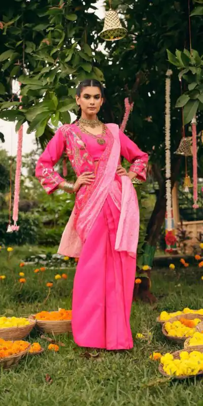 Pretty Pink Shimmer Embroidery Cowrie Work Saree | Sarees, Bollywood Sarees, Creative Sarees, Designer Sarees, Embroidered Sarees, Ethnic Saree, Modern Digital sarees, Party Wear Sarees