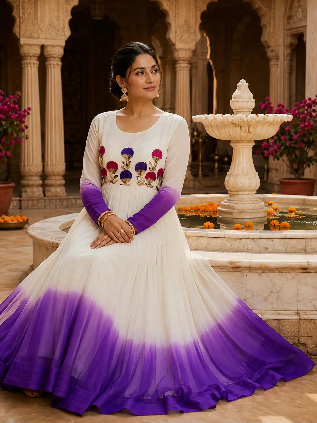 KA 1263 Purple |Star Georgette Gown with Thread Embroidery & Embroidery Work. Special Price ₹1669. Delivery 4-6 Working Days. Shop now. | Gowns, Bollywood Gowns, Creative Gowns, Designer Gowns, Embroidered Gowns, Party Wear Gowns