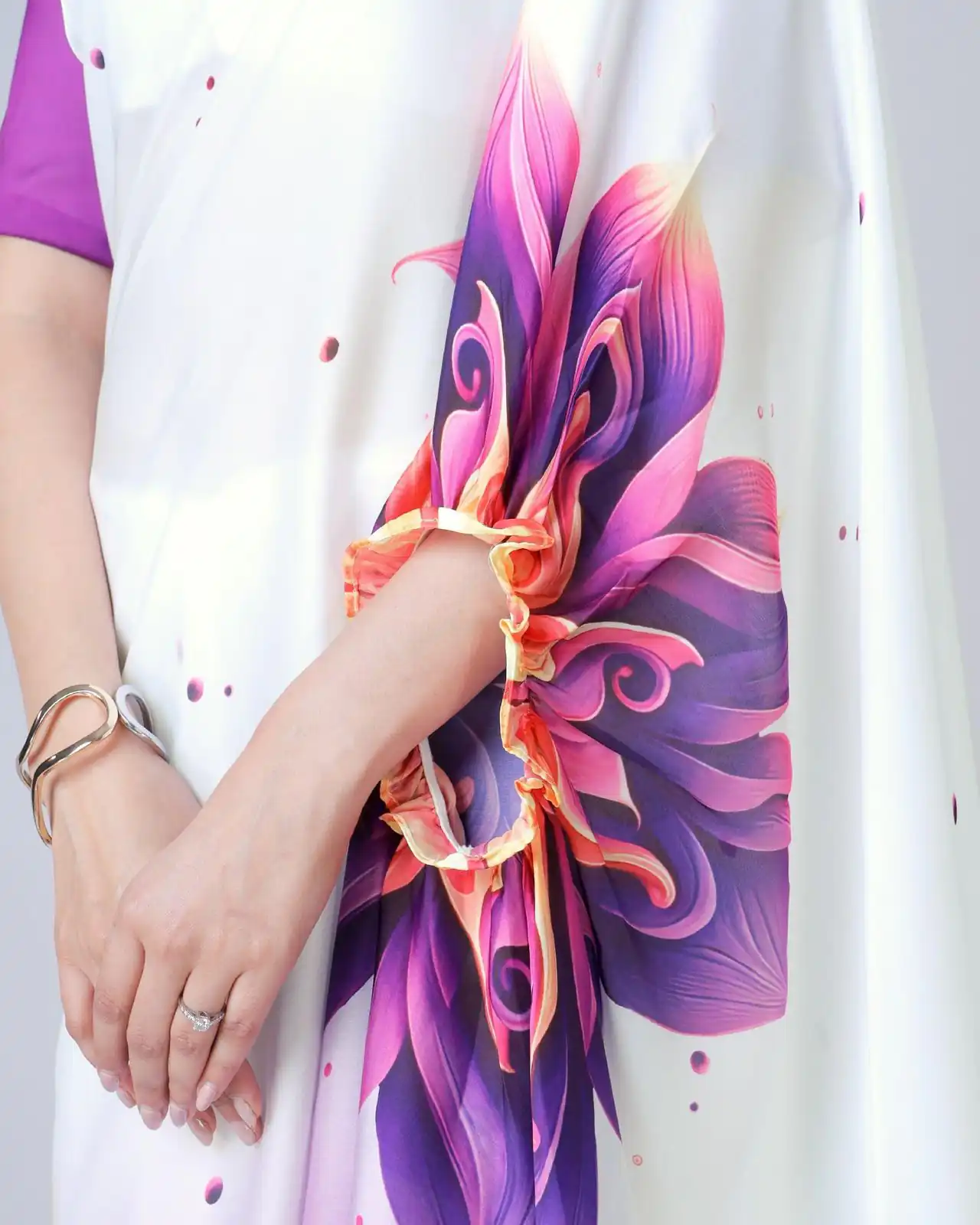 Purple And White Japan Satin Digital Print Work Saree | Sarees, Bollywood Sarees, Creative Sarees, Designer Sarees, Embroidered Sarees, Ethnic Saree, Modern Digital sarees, Party Wear Sarees