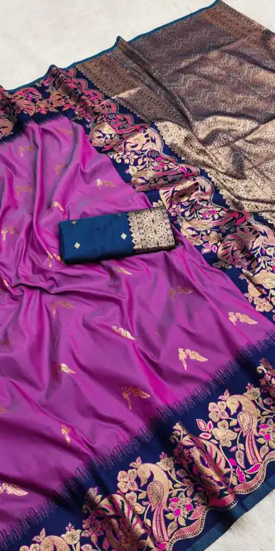 Purple Banarasi Silk Weaving Lace Zari Work Saree | Sarees, Bollywood Sarees, Creative Sarees, Designer Sarees, Embroidered Sarees, Ethnic Saree, Modern Digital sarees, Party Wear Sarees