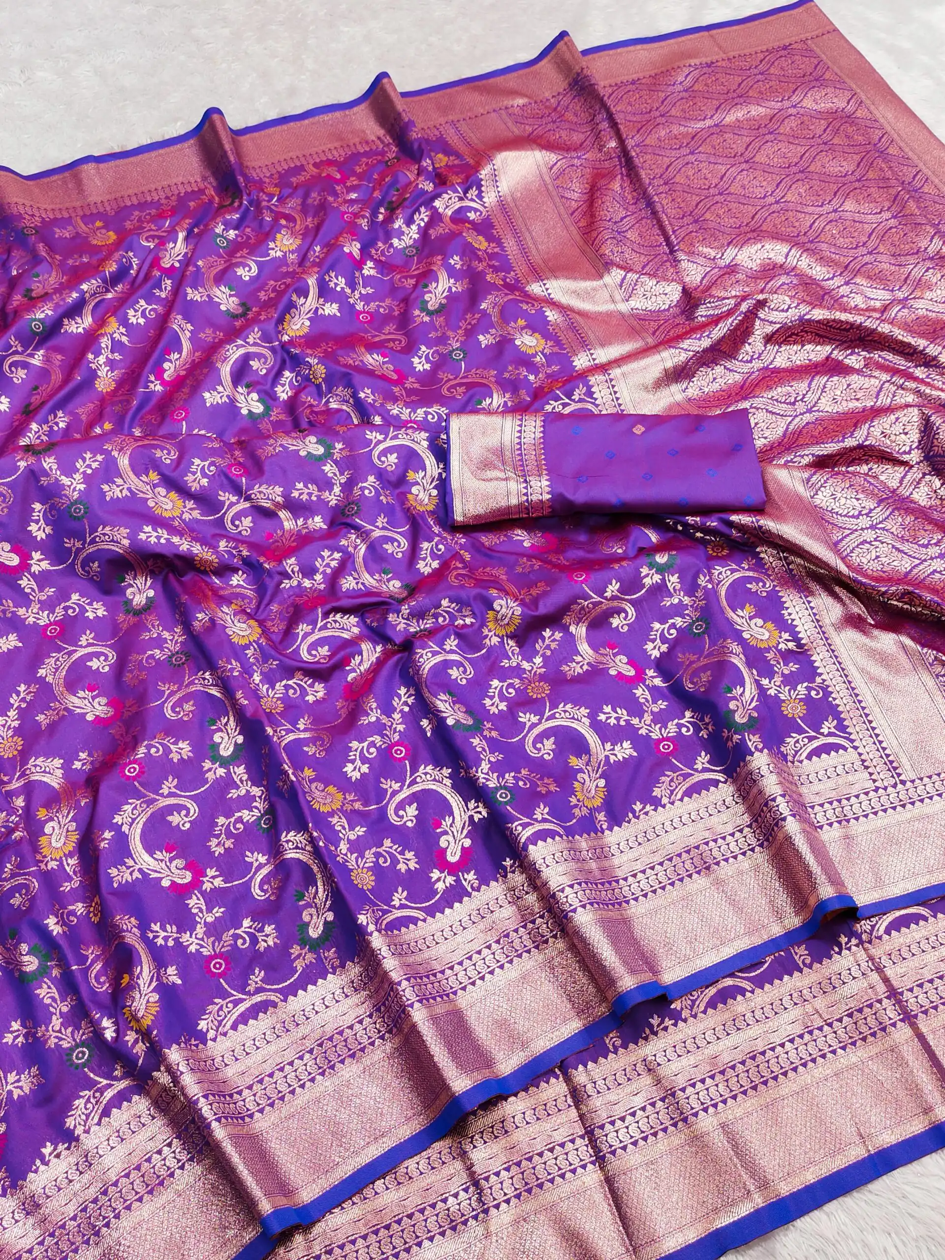 Purple Banarasi Silk With Zari Lace Work Saree | Sarees, Bollywood Sarees, Creative Sarees, Designer Sarees, Embroidered Sarees, Ethnic Saree, Modern Digital sarees, Party Wear Sarees