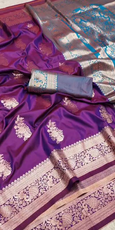 Purple Banarasi Silk Zari Lace Work All Over Saree | Sarees, Bollywood Sarees, Creative Sarees, Designer Sarees, Embroidered Sarees, Ethnic Saree, Modern Digital sarees, Party Wear Sarees