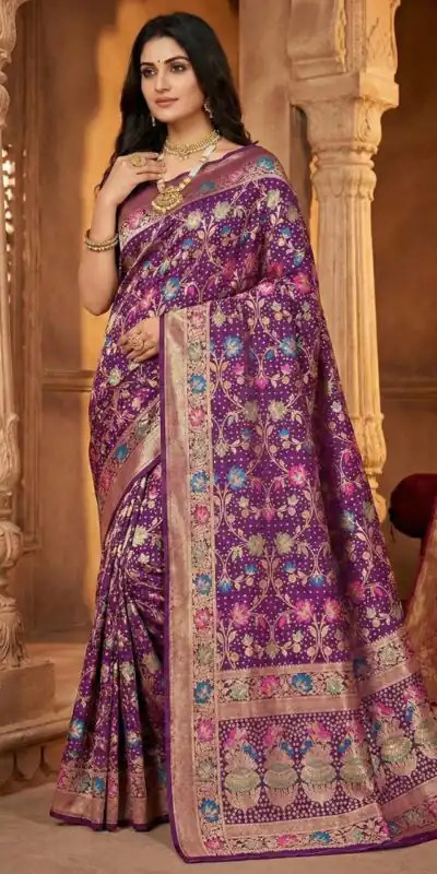 Purple Banarasi Silk Zari Work All Over Saree | Sarees, Bollywood Sarees, Creative Sarees, Designer Sarees, Embroidered Sarees, Ethnic Saree, Modern Digital sarees, Party Wear Sarees