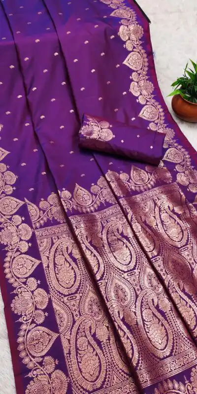 Purple Banarasi Silk Zari Work Saree | Sarees, Bollywood Sarees, Creative Sarees, Designer Sarees, Embroidered Sarees, Ethnic Saree, Modern Digital sarees, Party Wear Sarees