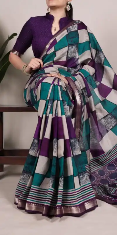Purple Chanderi Printed Saree | Sarees, Bollywood Sarees, Creative Sarees, Designer Sarees, Embroidered Sarees, Ethnic Saree, Modern Digital sarees, Party Wear Sarees