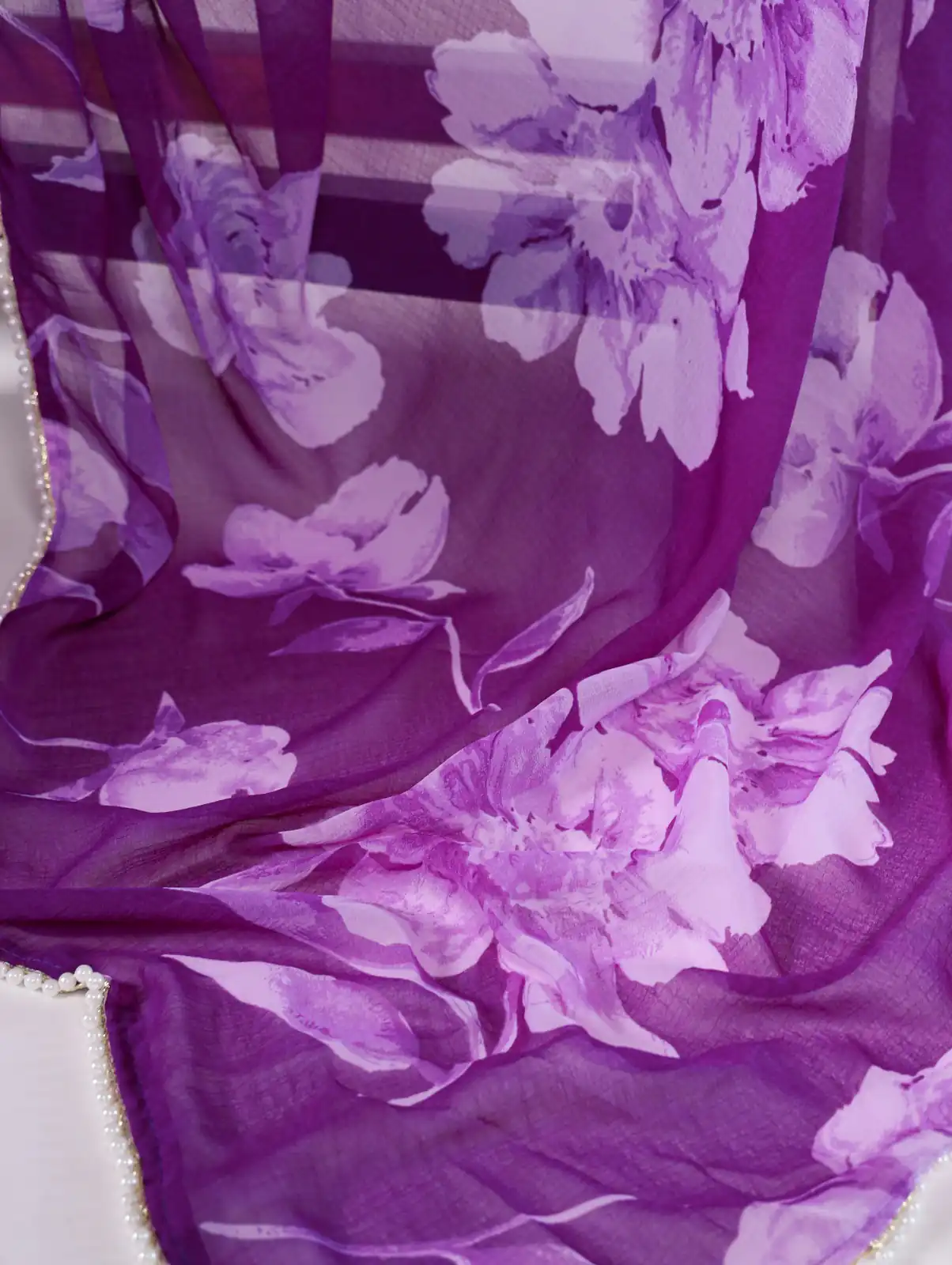Purple Chiffon Printed Saree | Sarees, Bollywood Sarees, Creative Sarees, Designer Sarees, Embroidered Sarees, Ethnic Saree, Modern Digital sarees, Party Wear Sarees